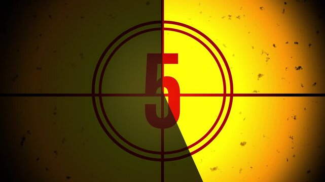 Vintage 10 Second Glitch Countdown Timer Animation, Retro Old Film Leader Style Opener for Movie Trailers or Events