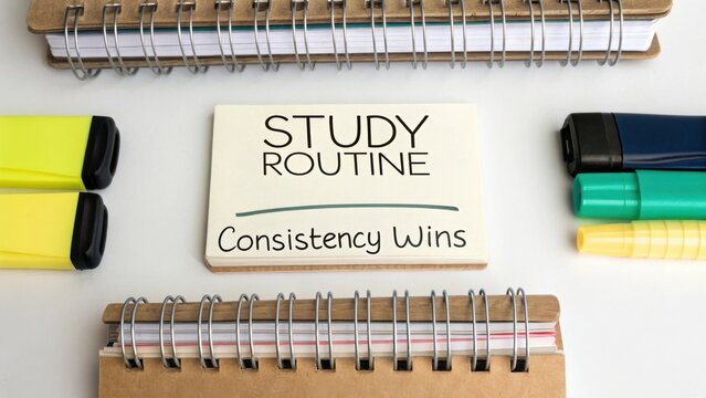 Study Routine Motivation with Inspirational Note and Stationery for Effective Learning and Consistent Study Practices