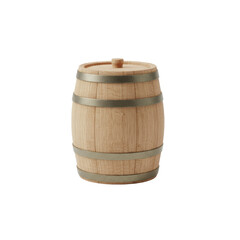 Obraz premium Rustic charm, wooden barrel with metal hoops, capturing the essence of traditional craftsmanship