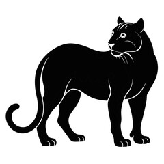 Obraz premium A silhouette of a black panther standing and looking to the side