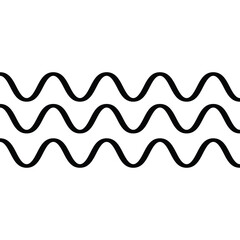Three Parallel Black Wavy Lines Abstract Pattern on White Background Simple Vector Graphic