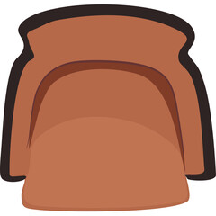 Top Down View of a Cozy Brown Armchair With Black Trim Isolated on a Transparent Background Perfect for Interior Design Mockups