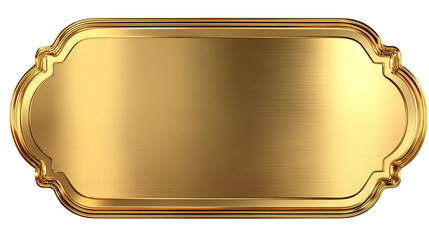 Gold metal plate with place for text isolated on white background. 3D 