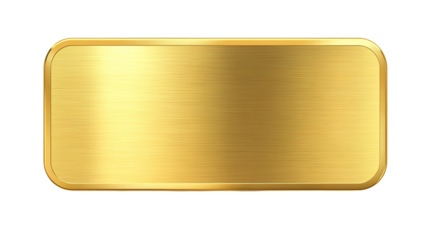 Gold metal plate with place for text isolated on white background. 3D 