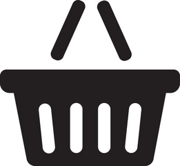 Black Shopping Basket Icon commerce retail , trade symbol, goods symbol, product symbol