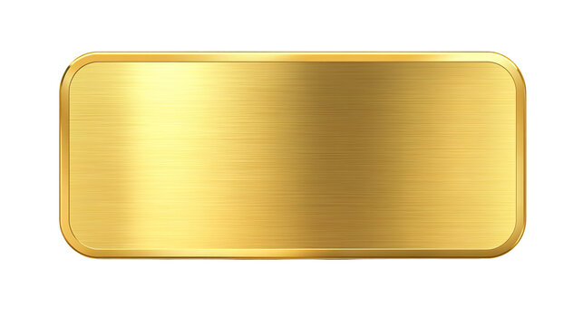 Gold metal plate with place for text isolated on white background. 3D 