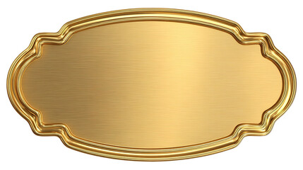 Gold metal plate with place for text isolated on white background. 3D 