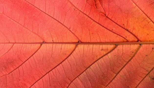 Close-up of a vibrant red leaf's intricate veins - Powered by Adobe