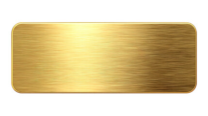 Gold metal plate with place for text isolated on white background. 3D 