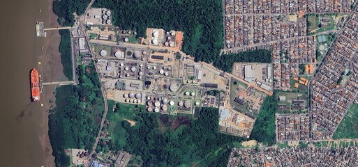 Belém, Pará, Brazil — Aerial view of the Amazon River city and tropical urban landscape, high-resolution satellite image