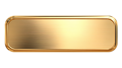 A rectangular gold metal plate with a brushed texture, isolated on transparent background