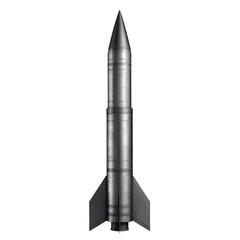  High-Tech Metallic Ballistic Missile 3D Render Isolated on White Background