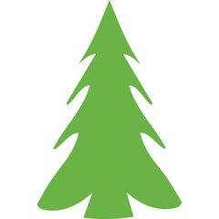 Vibrant Green Evergreen Tree Silhouette Isolated on Pure White Background Simple Vector Graphic Minimalist Natural Element