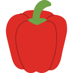 Vibrant Red Bell Pepper With Green Stem Isolated On Transparent Background Detailed Close Up Studio Shot