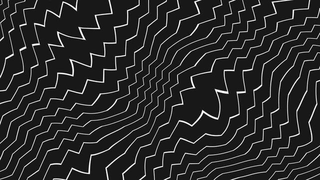 Abstract Black and White Background with Sharp, Jagged Wavy Lines and Geometric Pattern jagged lines  4k animation video