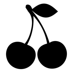 Two cherries with a leaf, a simple fruit icon