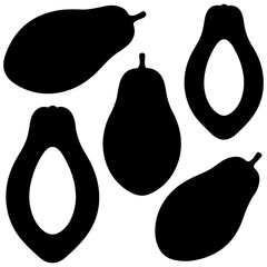 Silhouette of papayas, vector illustration art