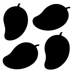 Four mango silhouettes, a tropical fruit design