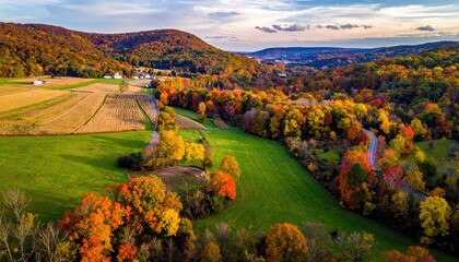 Autumnal valley panorama, vibrant fall foliage (1)