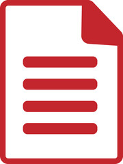 Red Document Icon with Lines on White Background paper ,document, paper, file, text, writing, information, 