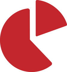Red Pie Chart Icon on White Background graph data ,pie chart, chart, graph, data, statistics, analysis,