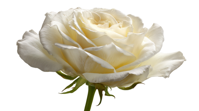 set of white rose flowers isolated on transparent background cutout