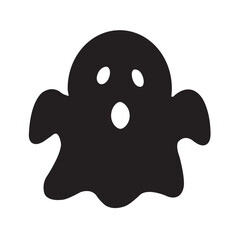 A simple black ghost silhouette illustration with a rounded, playful design. Perfect for Halloween decorations, stickers, icons, or spooky-themed designs. This minimalist ghost figure captures a fun a