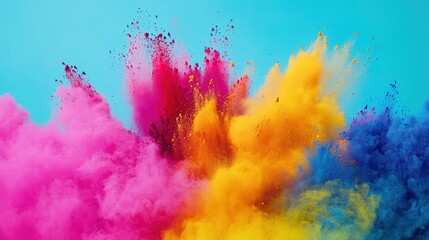 Vibrant holi festival celebration india colorful powder explosion festive environment aerial view cultural joy
