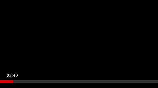 A dark gray horizontal progress bar with a red segment at the beginning and the time 03:49 displayed on a black background Keywords: progress bar, time, 03:49, black background, horizontal