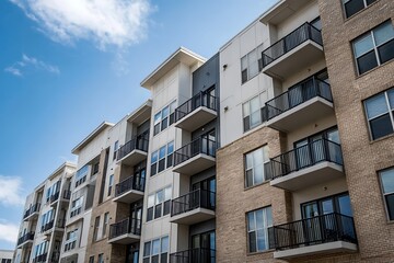 Facade of a Modern Residential Apartment Building with Balconies