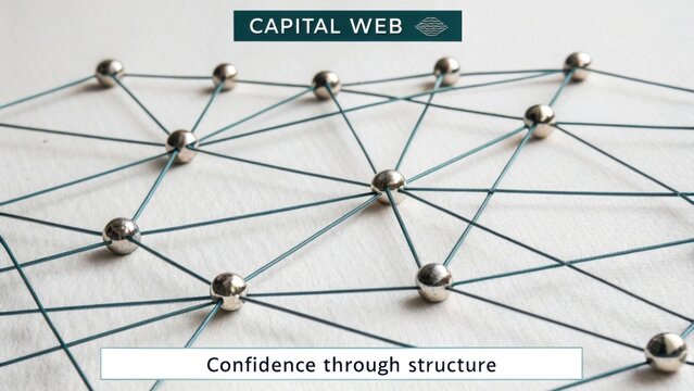 Intricate Network Design with Metallic Nodes and Strings Representing Connectivity and Structure in Modern Technology