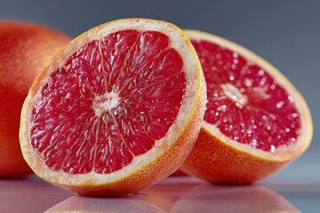 Freshly Sliced Grapefruit with Juicy Red Interior for Healthy Eating