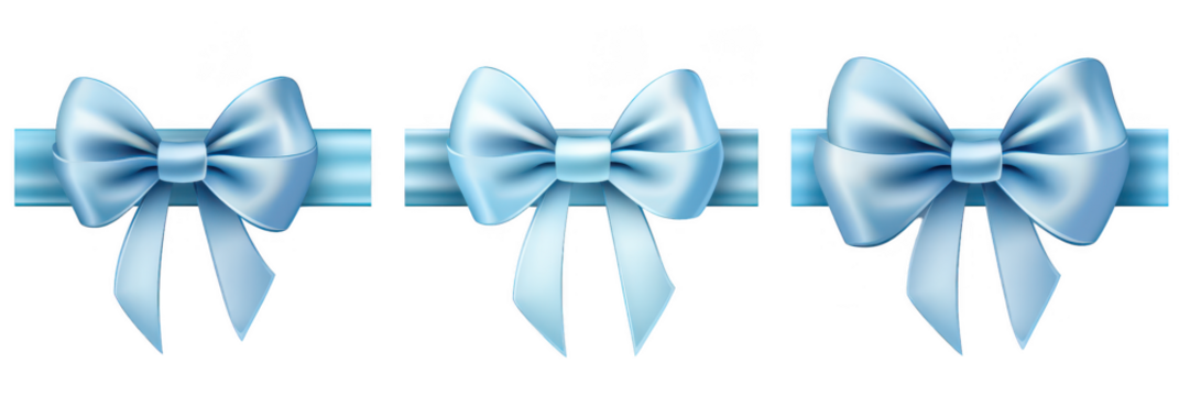 Set of blue Realistic Bow Ribbon Gift Wrap. Background isolated - Powered by Adobe