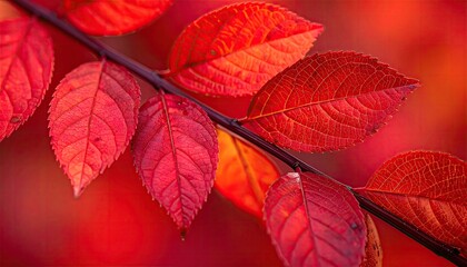 Vibrant autumn leaves on a branch