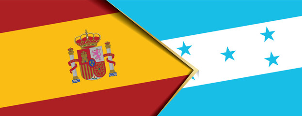 Spain and Honduras flags set against each other in a dynamic banner or presentation background design