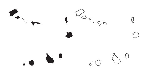 Cabo Verde islands map silhouettes and outlines showing the archipelago on a clean white background