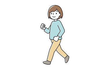 Fototapeta premium 元気よく大股で歩く女性