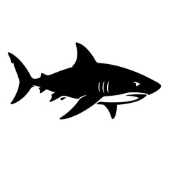 Obraz premium Black and White Shark Silhouette Vector, Ocean Predator Clipart
