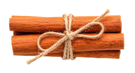 Cinnamon sticks spice cooking ingredient sweet flavor aromatic food bark brown tied bundle culinary on transparent background