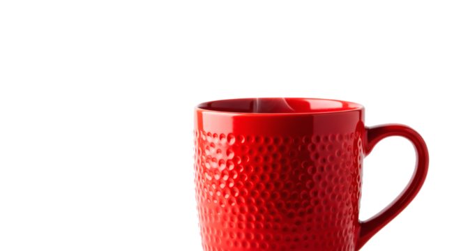 Red mug coffee cup tea cup drinkware ceramic kitchenware beverage cup hot drink cup textured mug on transparent background