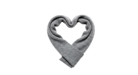 Gray scarf love heart valentines day gift winter fashion accessory soft knitwear cozy apparel warm stylish on transparent background