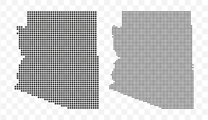 Black dotted map set of the state of Arizona USA Modern vector illustration on transparent background