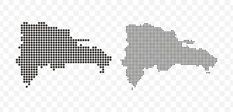Black dotted map set of the Dominican Republic Modern vector illustration on transparent background