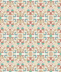 Fototapeta premium Golden -beige ornamental seamless vector pattern on white background