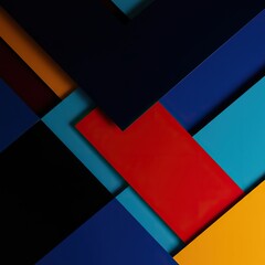 A vibrant composition of numerous overlapping rectangular shapes creating an intricate abstract pattern with contrasting colors and dynamic shadows ,overlapping ,pattern ,visual