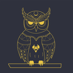 Geometric boho owl &mdash; elegant line art illustration inspired by Southwestern and tribal aesthetics. Designed for laser cutting, metal wall art, or minimalist decor projects. Clean vector lines