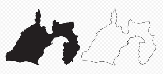 Vector map illustration of Shizuoka Prefecture, Japan, showing silhouette and outline sketch.