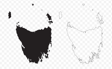 Vector map illustration of Tasmania, Australia, showing silhouette and outline sketch.
