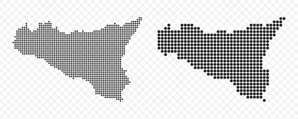 Naklejka premium Vector map illustration of Sicily Island, Italy, showing dotted pattern and halftone style.