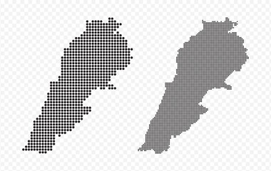Naklejka premium Vector map illustration of Lebanon, showing dotted pattern and halftone style.